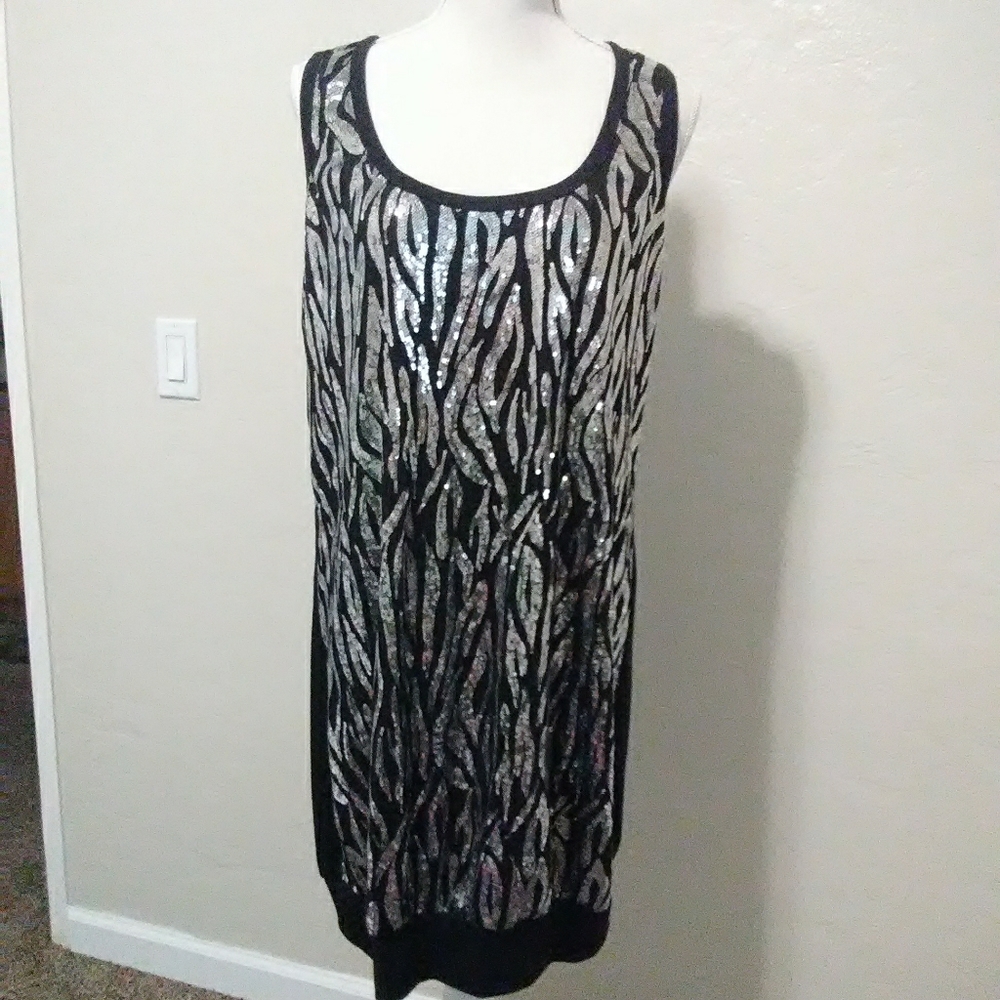 torrid Black Dress with Silver Sequin Zebra Overlay